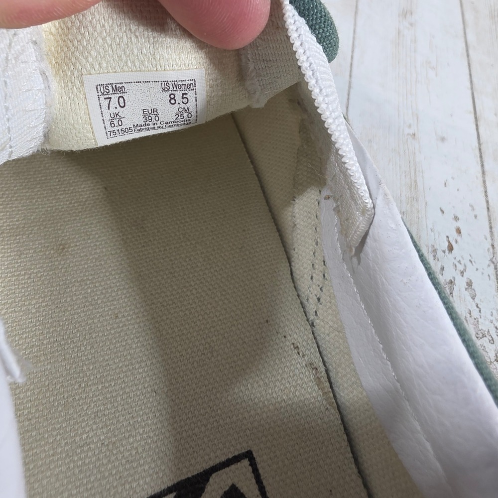 Vans Classic Slip-On Green White Checkerboard Sneakers Womens 8.5 Mens 7.0 - Picture 5 of 8